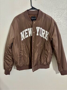 Arden B Brown Bomber Jacket NEW YORK Medium NWT